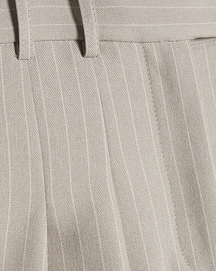 Grey Pinstripe Wide Leg Trousers