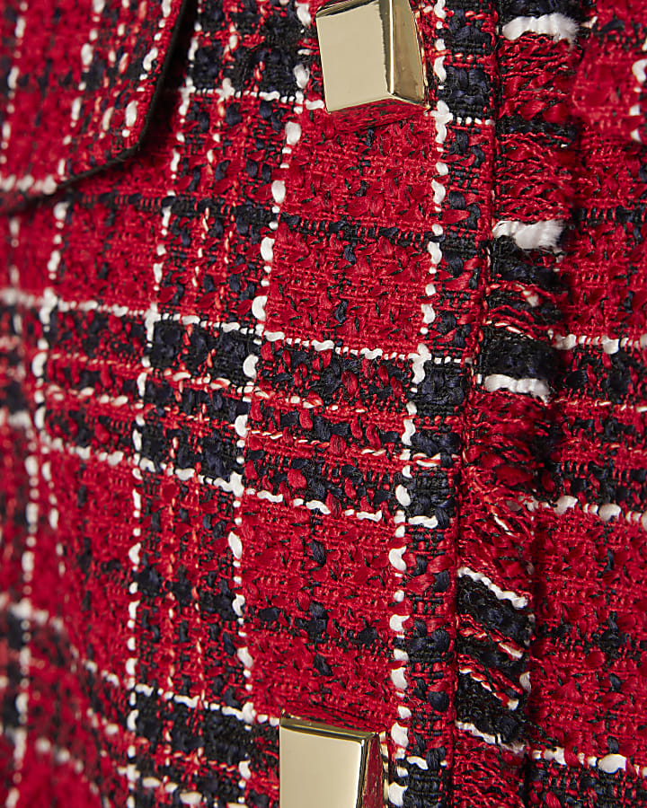 Red Boucle Fringed Waistcoat