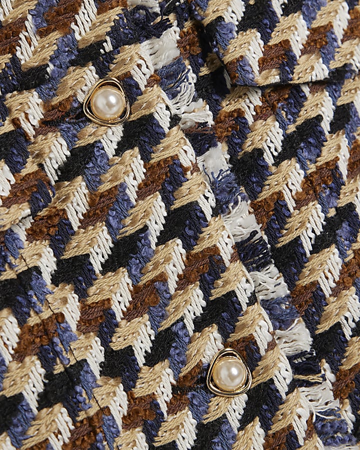 Brown Boucle Sleeveless Fringed Waistcoat