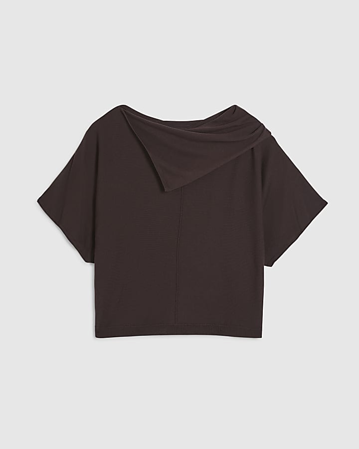 Brown Knitted Cape Jumper