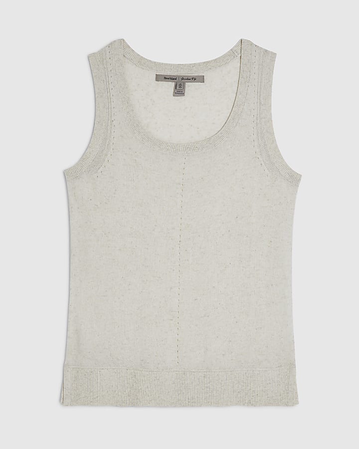 Cream Linen Blend Vest Top