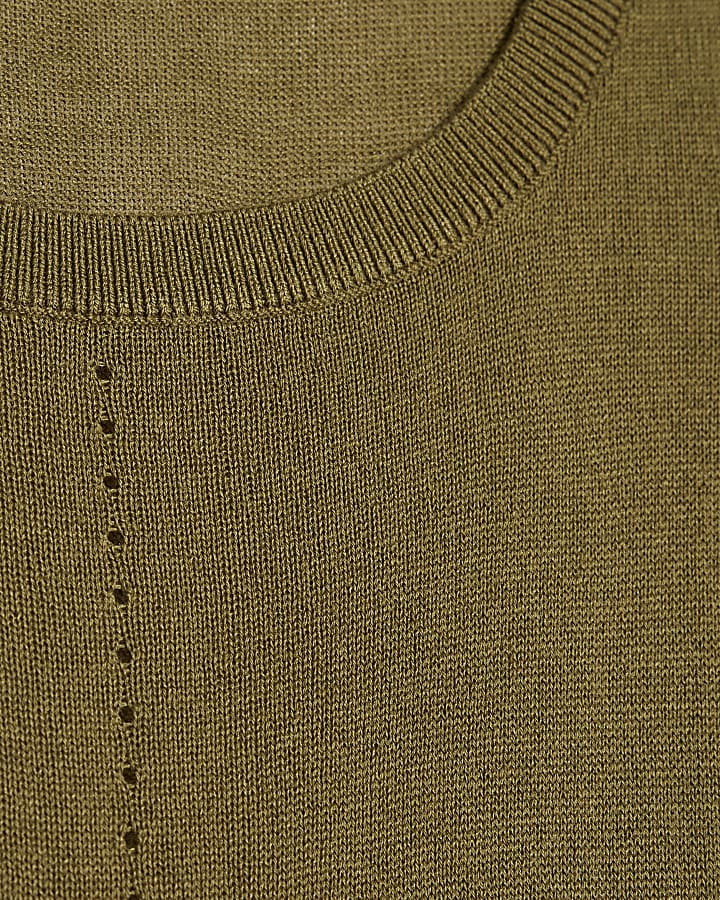 Khaki Fine Knit Vest Top