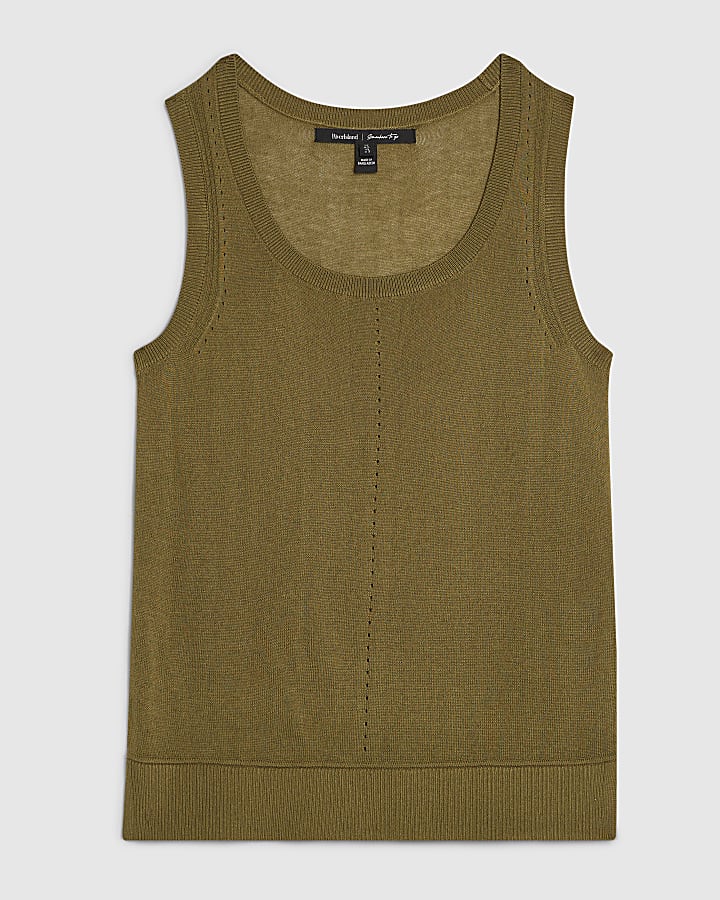 Khaki Fine Knit Vest Top