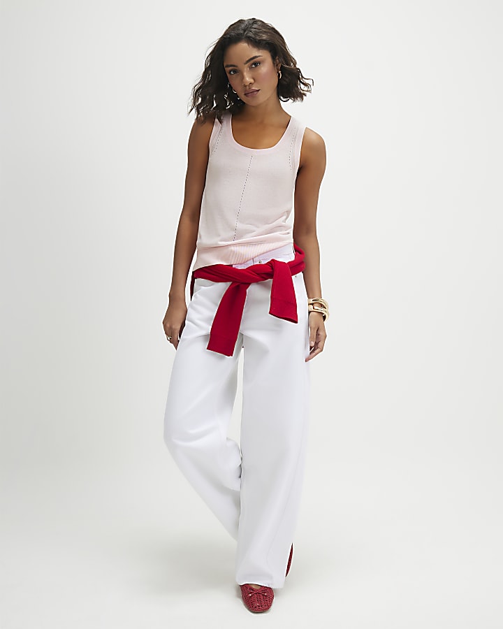 Pink Fine Knit Vest Top