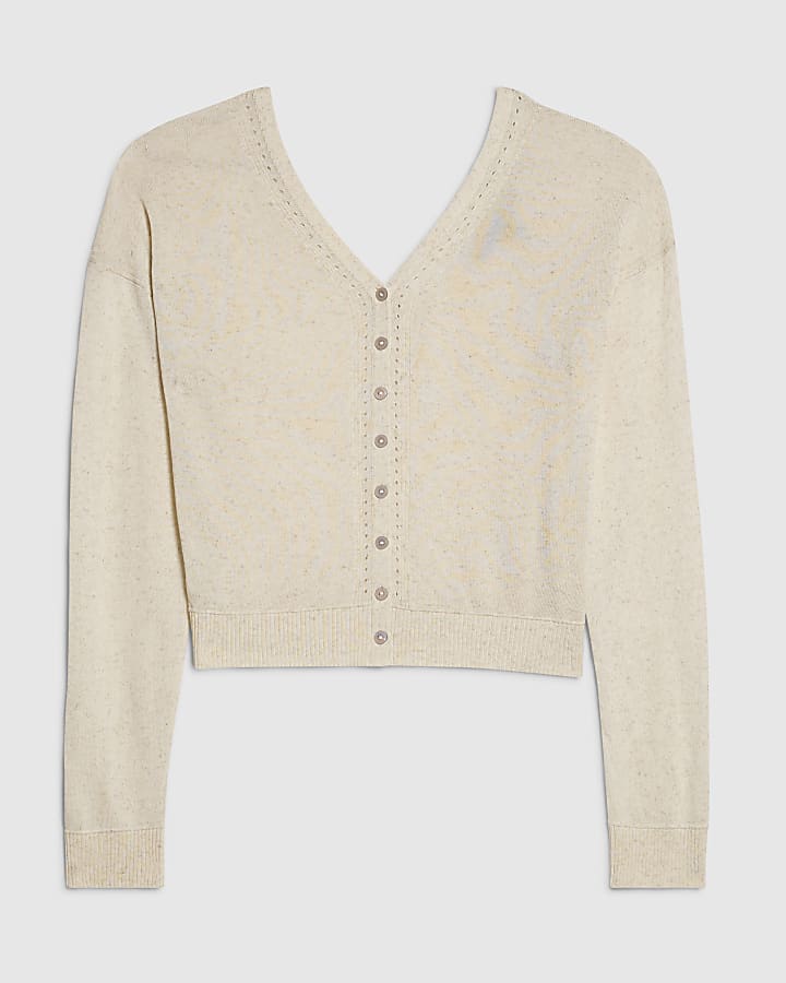 Cream V Neck Cardigan