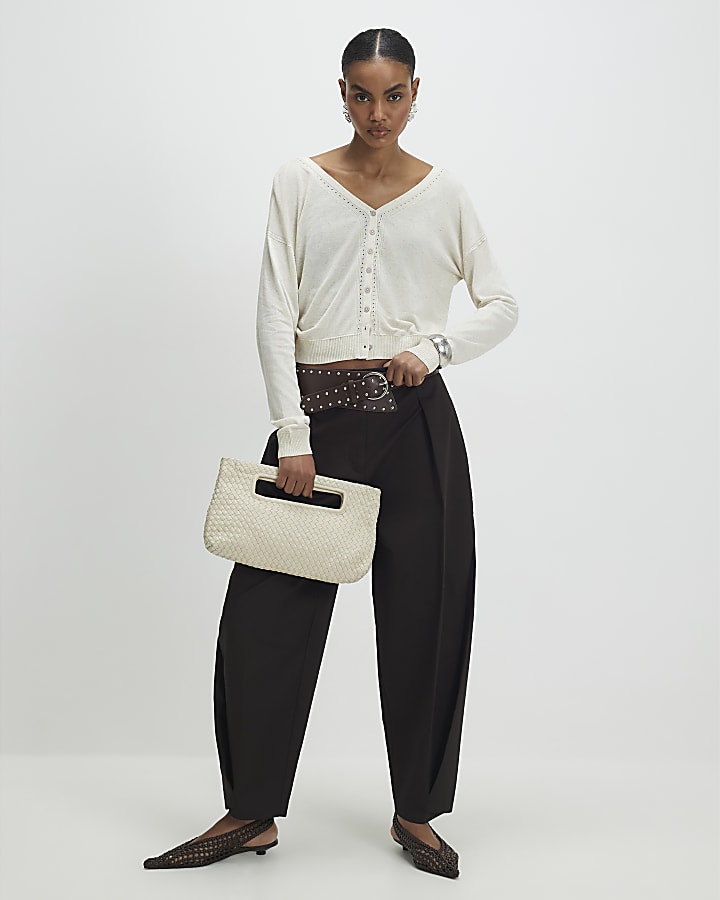 Cream V Neck Cardigan