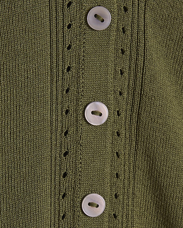 Khaki V Neck Cardigan