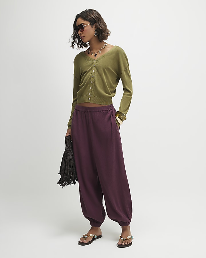 Khaki V Neck Cardigan