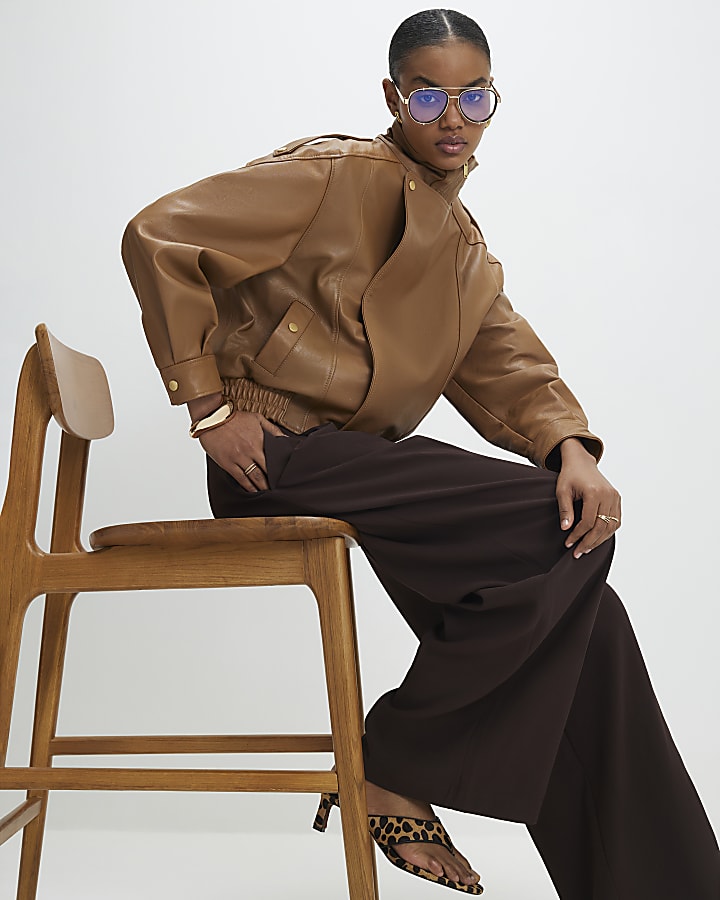 Brown Wide Leg Trousers