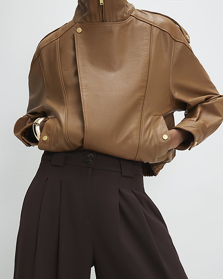 Brown Wide Leg Trousers