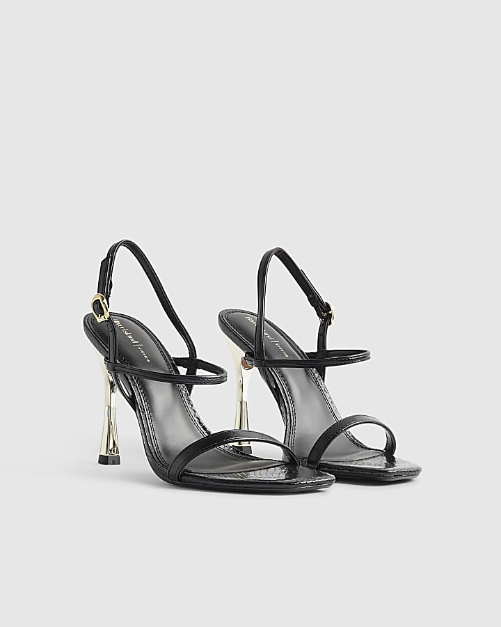 Black Open Back Heeled Sandals