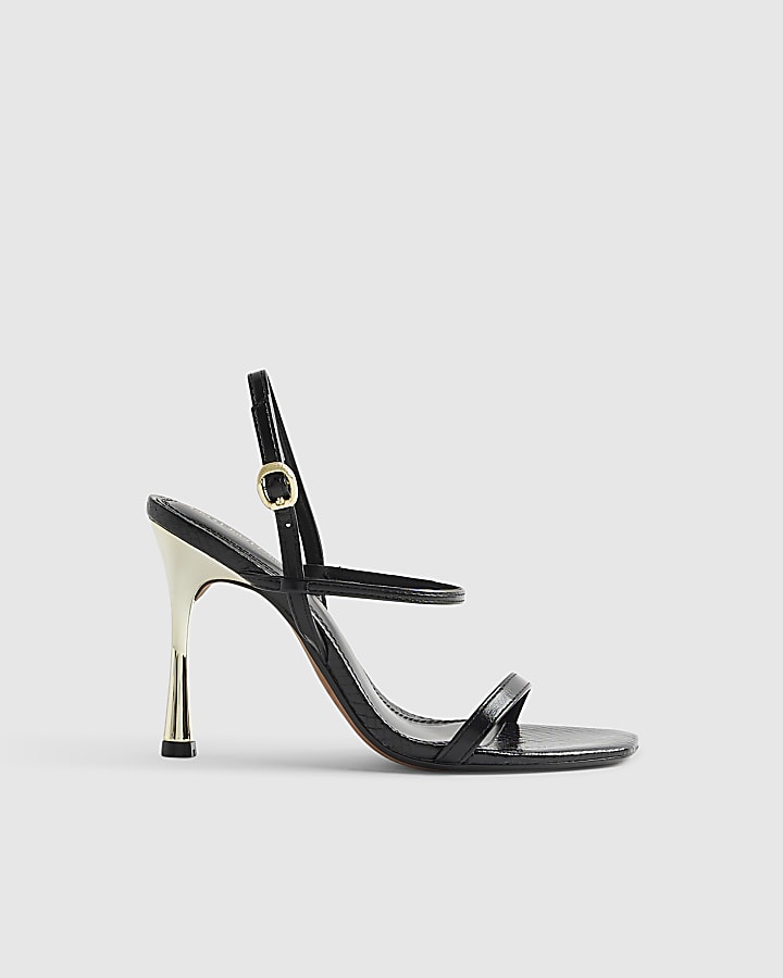 Black Open Back Heeled Sandals