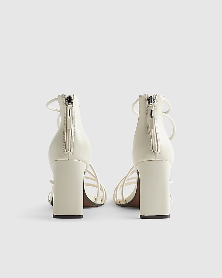Cream Strappy High Heel Sandals