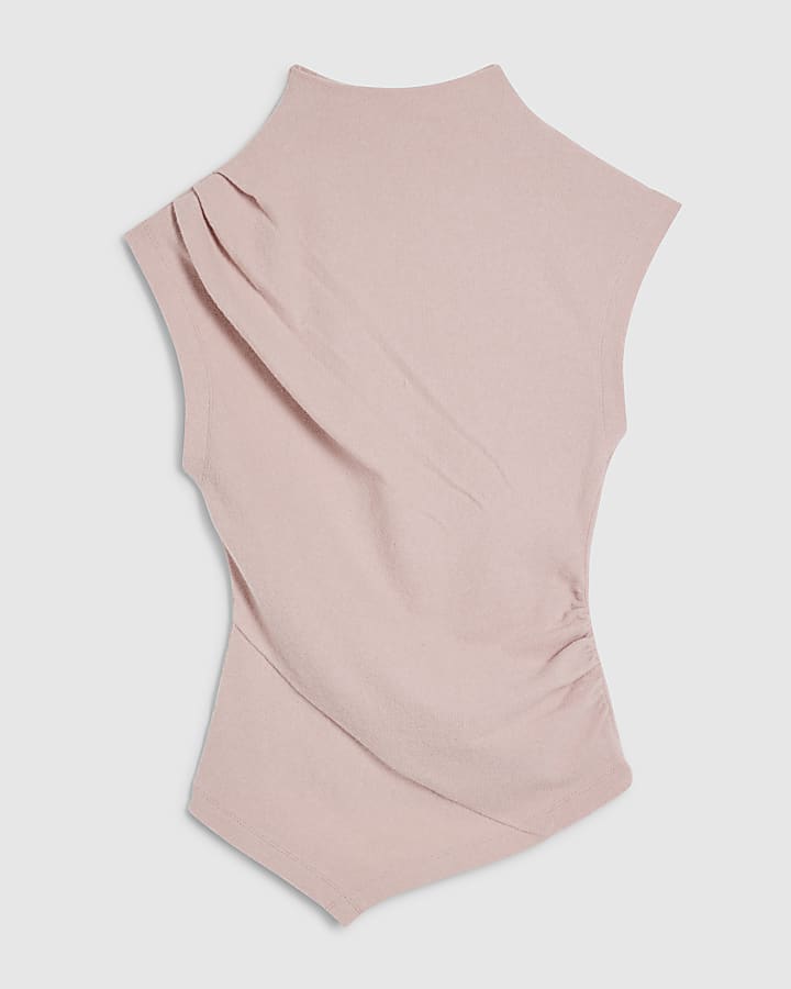 Petite Pink Sleeveless Cosy Drape Top