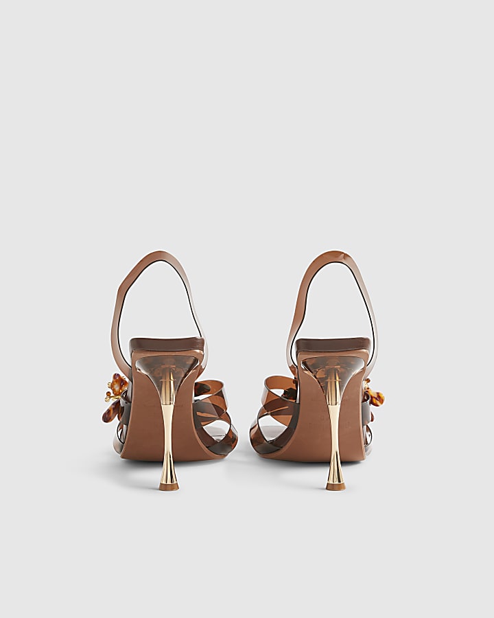 Brown Perspex Flower Heels