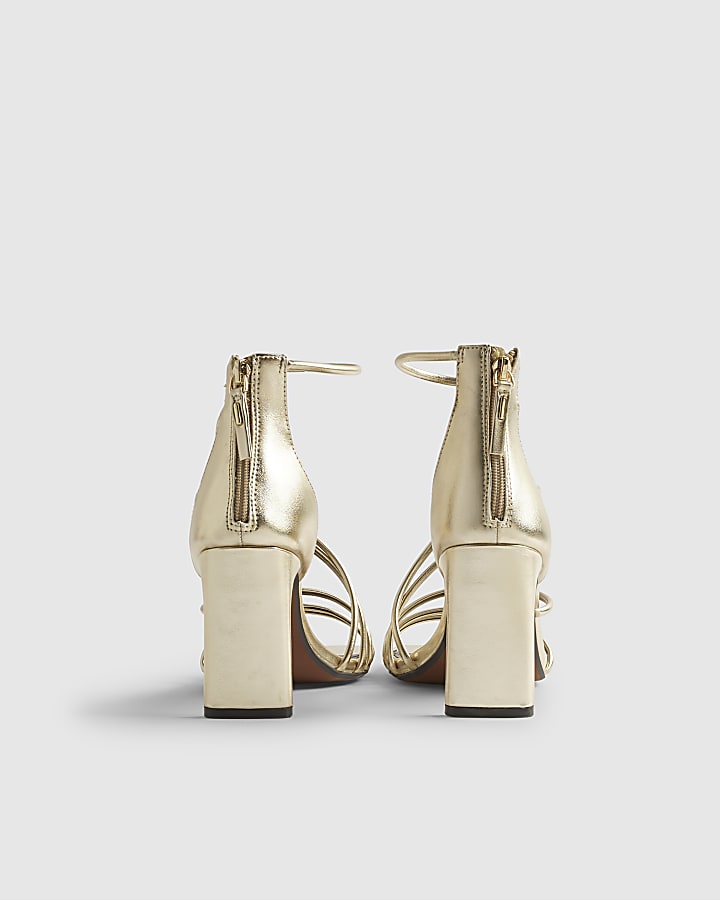 Gold Strappy Heeled Sandals