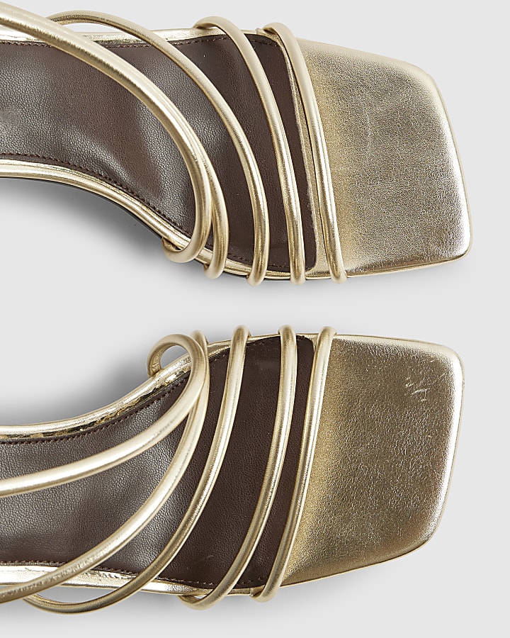 Gold Strappy Heeled Sandals