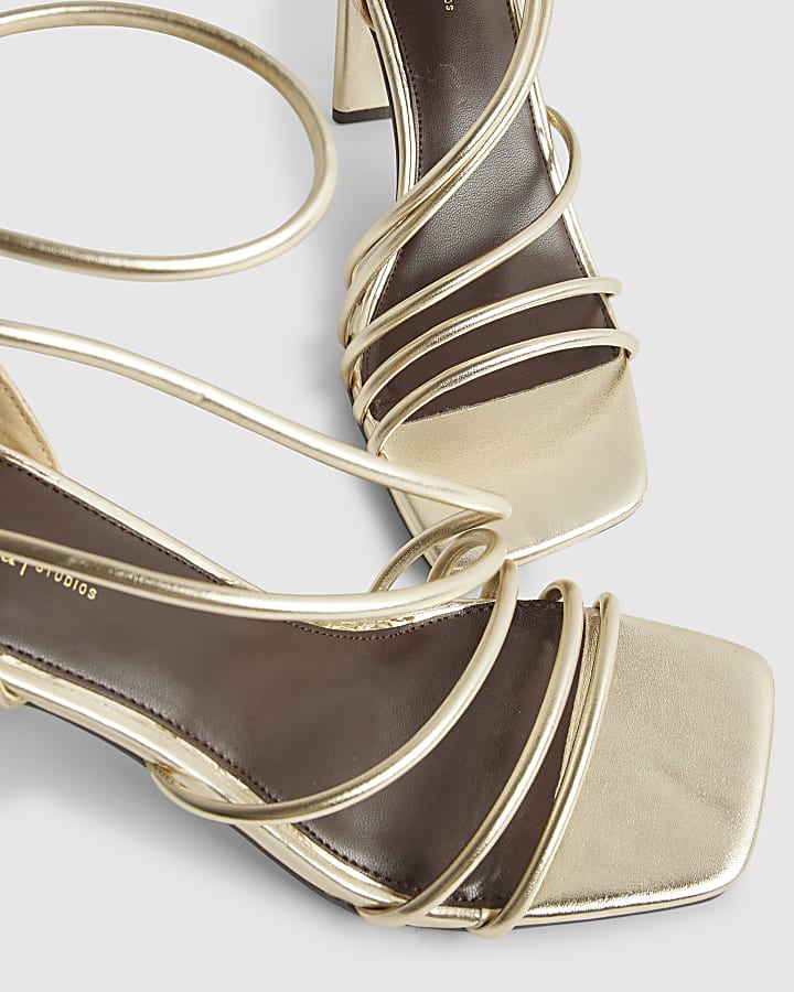 Gold Strappy Heeled Sandals