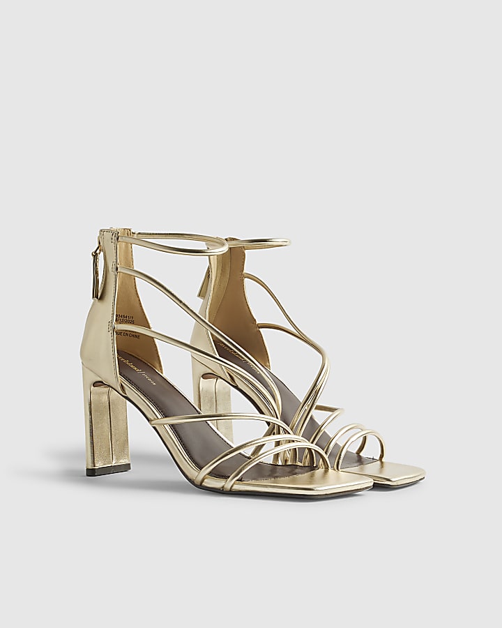 Gold Strappy Heeled Sandals