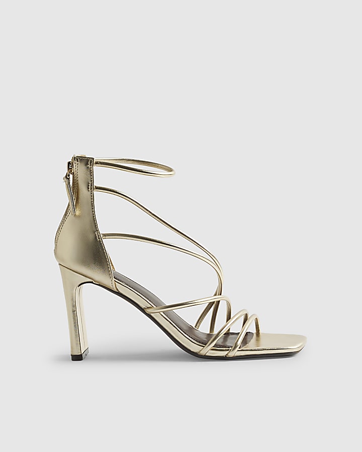 Gold Strappy Heeled Sandals