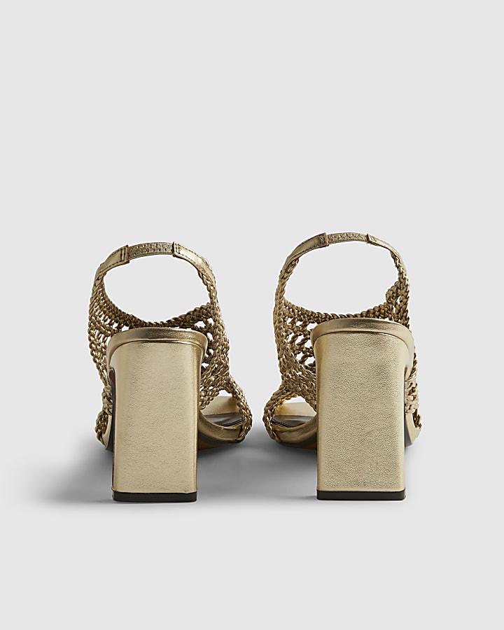 Gold Caged Heeled Sandals