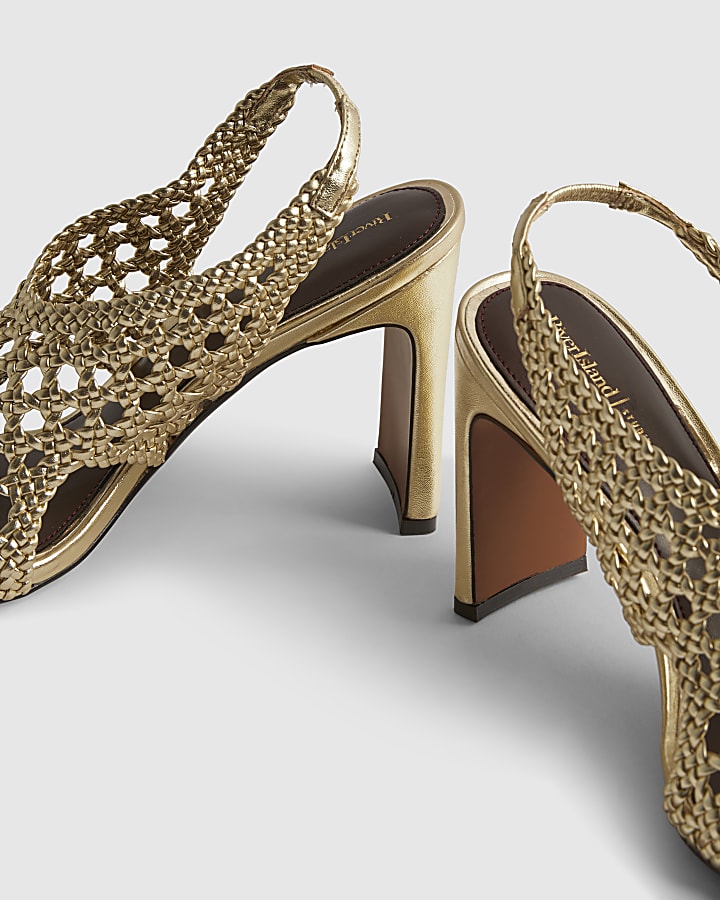 Gold Caged Heeled Sandals