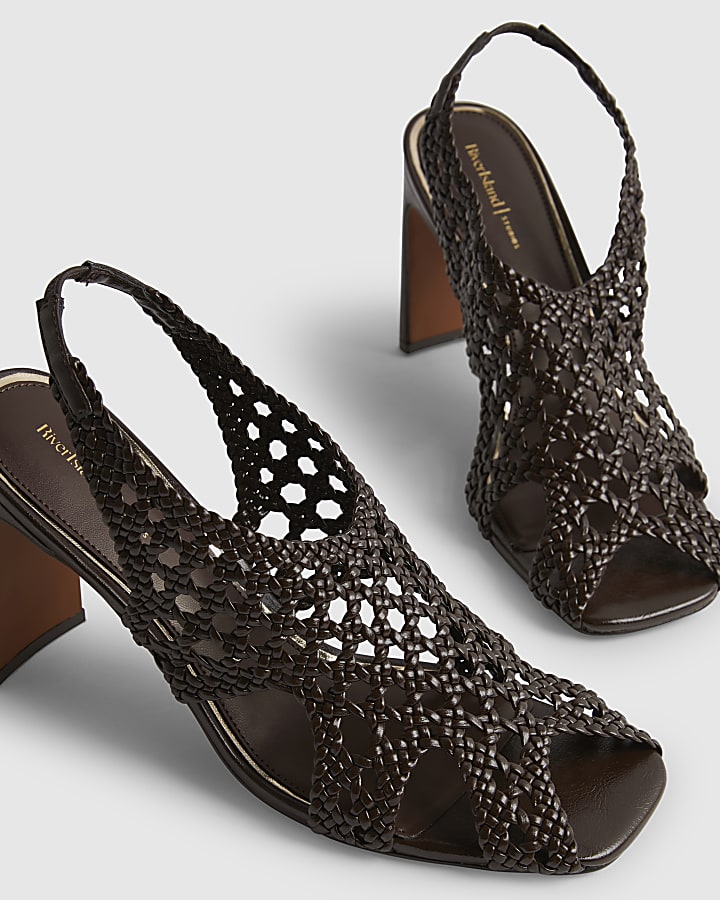 Brown Caged Heeled Sandals