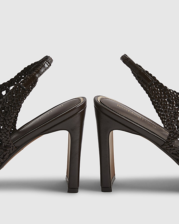 Brown Caged Heeled Sandals