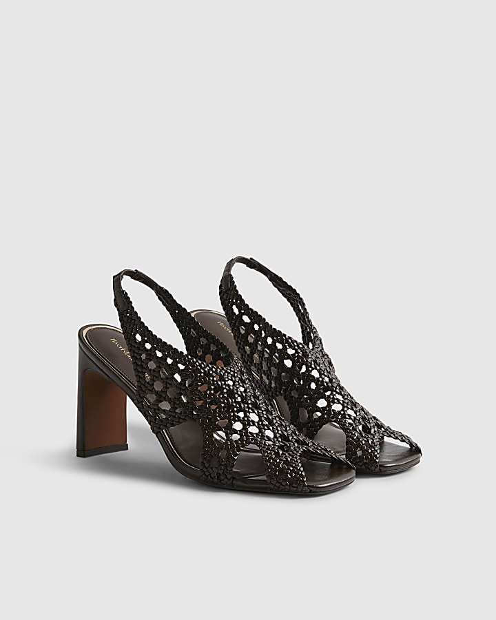 Brown Caged Heeled Sandals