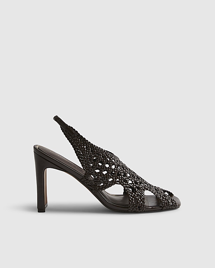 Brown Caged Heeled Sandals