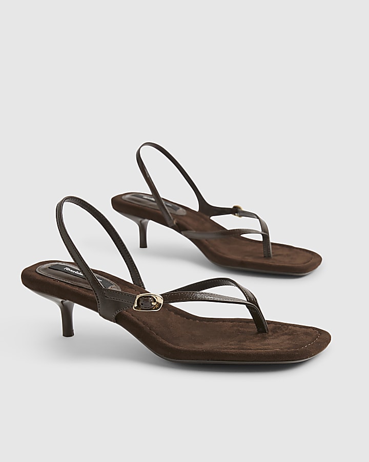 Brown Toe Thong Heels