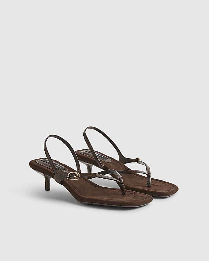 Brown Toe Thong Heels