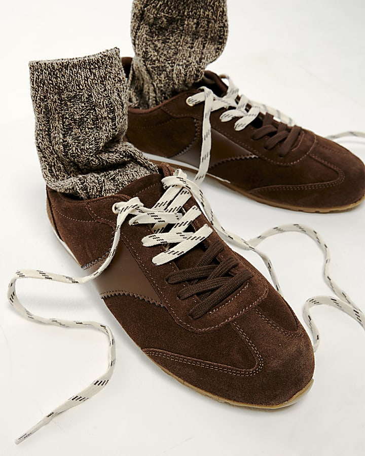 Brown Retro Suede Trainers