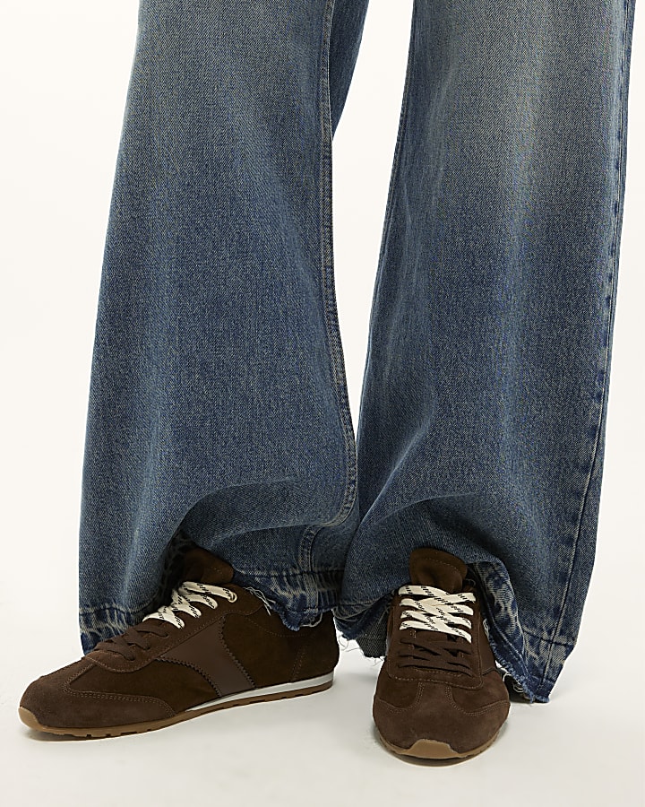 Brown Retro Suede Trainers