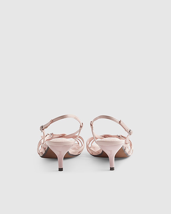 Pink Caged Kitten Heel Sandals