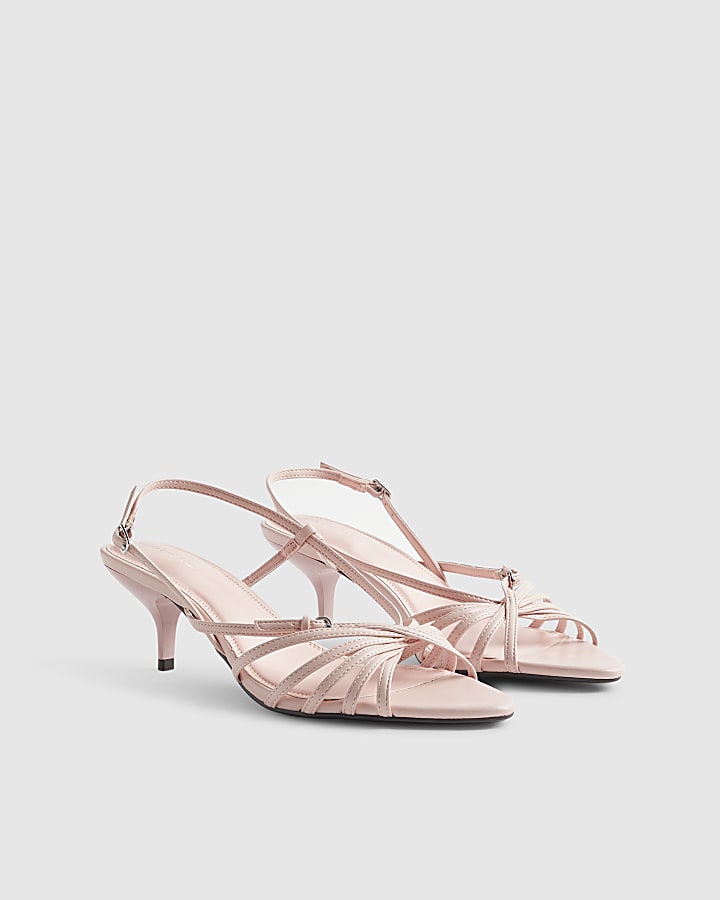 Pink Caged Kitten Heel Sandals
