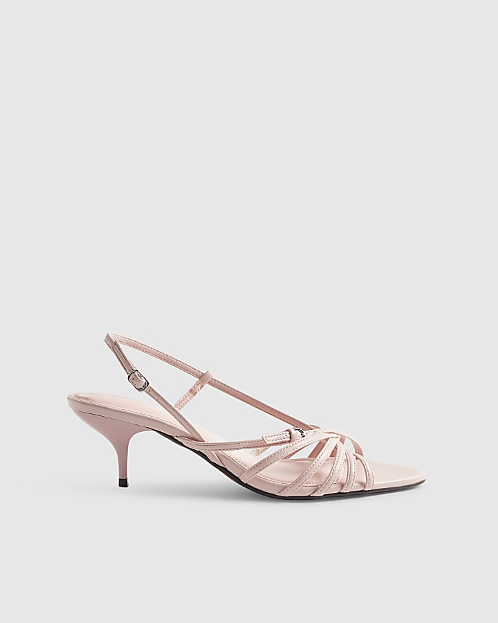 Pink Caged Kitten Heel Sandals