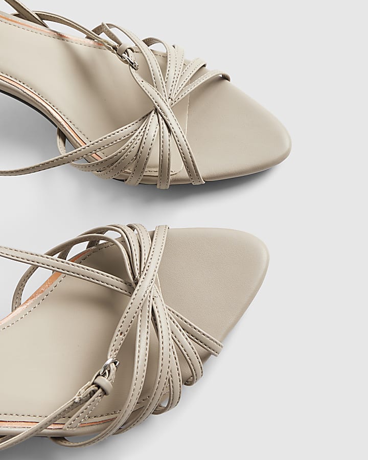 Grey Caged Kitten Heel Sandals