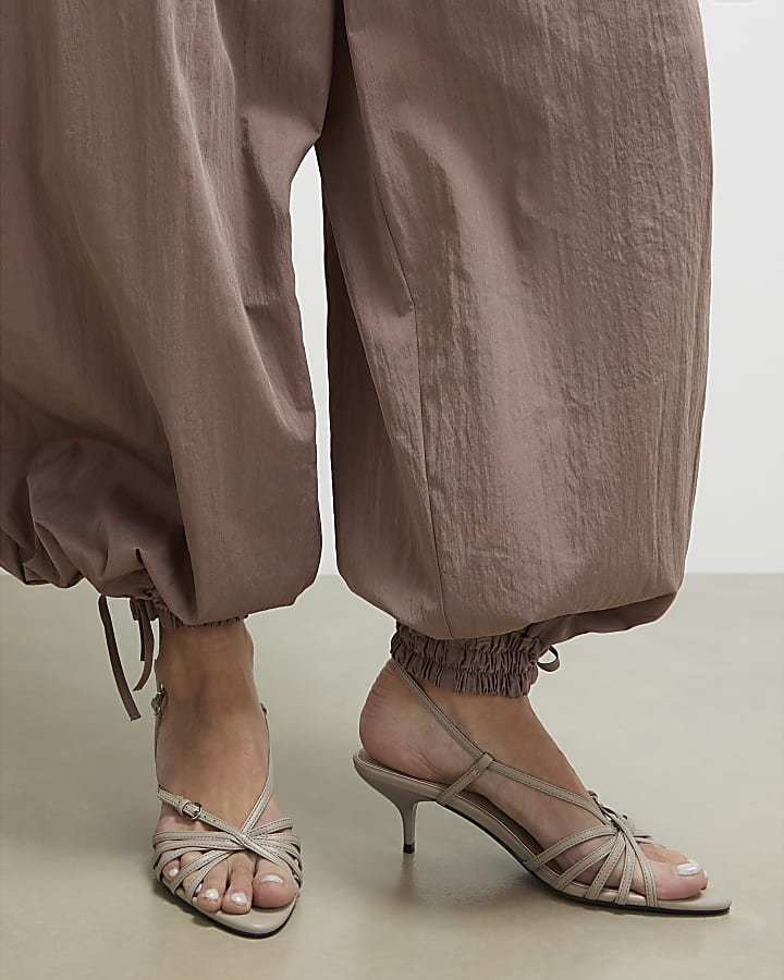 Grey Caged Kitten Heel Sandals