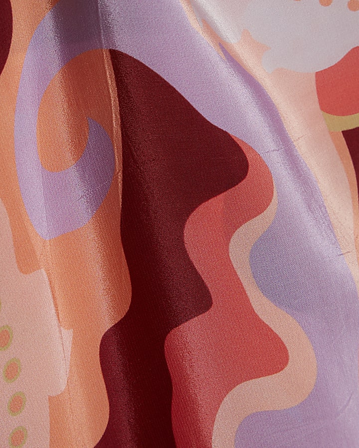 Orange Swirl Plunge Mini Tunic Dress