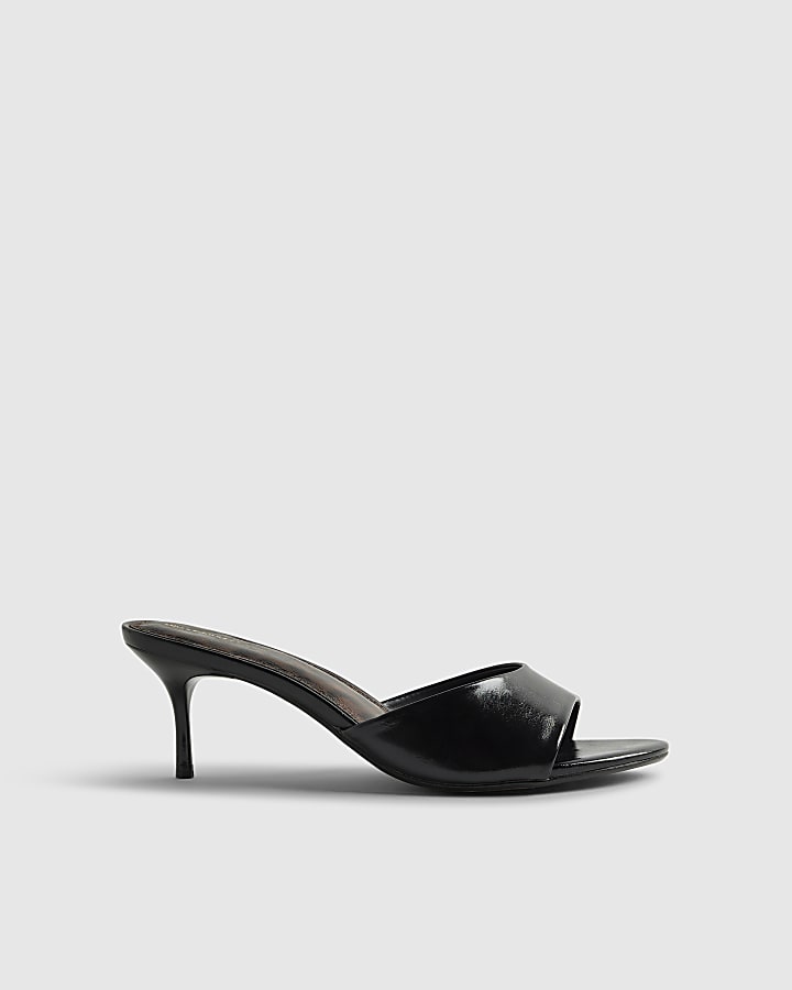 Black Mule Heeled Sandals