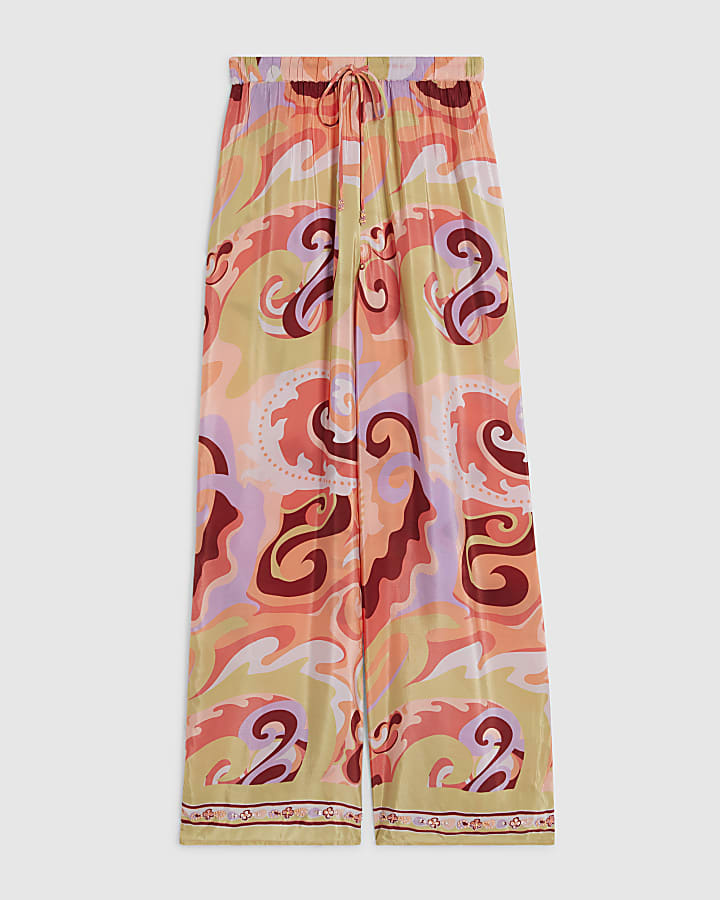 Orange Swirl Print Beach Trousers