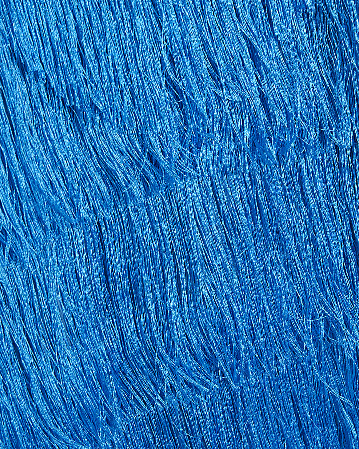 Blue Fringed Midi Dress