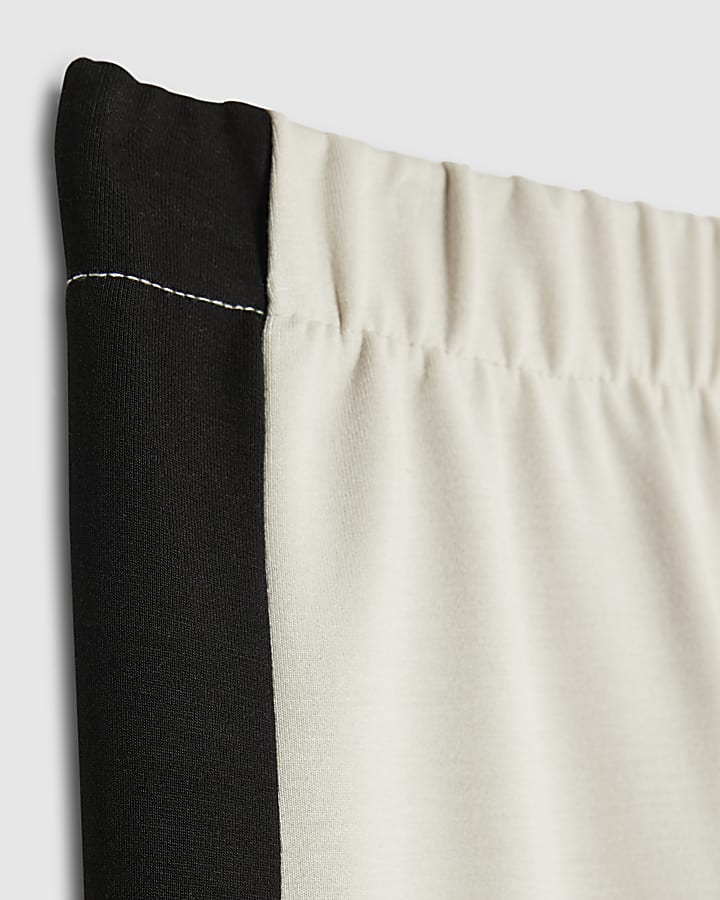 Petite Cream Colour Block Wide Leg Trousers