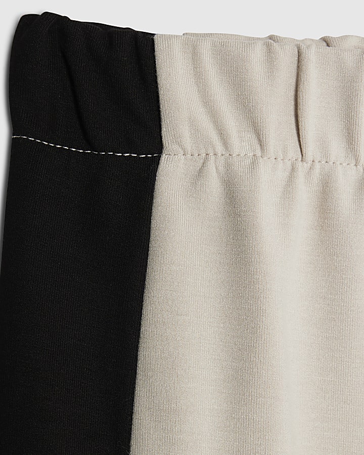 Cream Colour Block Wide Leg Trousers