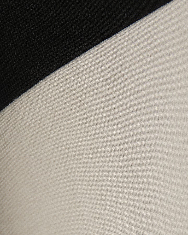 Cream Short Sleeve Colour Block High Neck Top