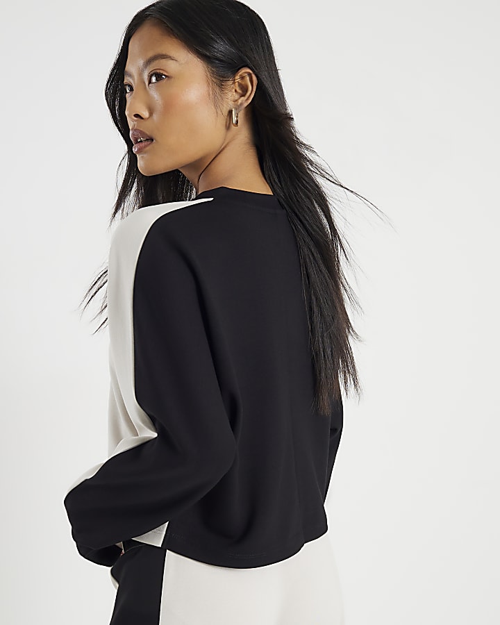 Petite Cream Colour Block Batwing Sweatshirt