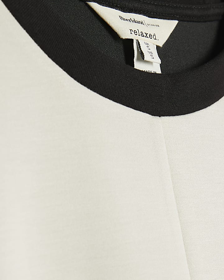 Petite Cream Colour Block Batwing Sweatshirt