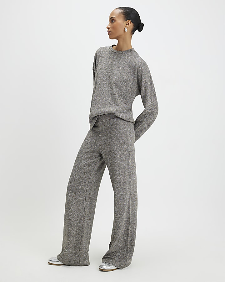 Silver Glitter Long Sleeve Top