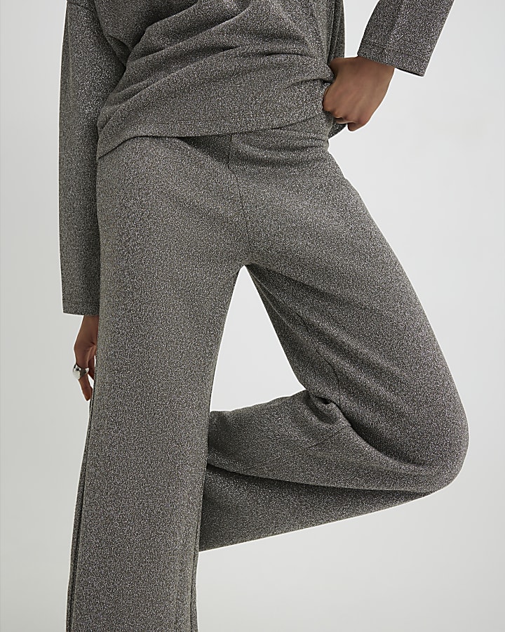Silver Glitter Wide Leg Joggers